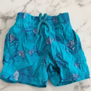 Vilebrequin Turquoise Fish Pattern Kids Shorts